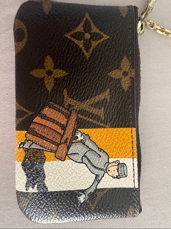 Louis Vuitton Handbags - Louis Vuitton Brown Monogram Coin Pouch with Yellow and White Painted Stripe